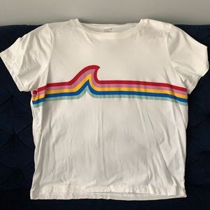 Madewell graphic T - NWOT - white with rainbow 🌈 size L